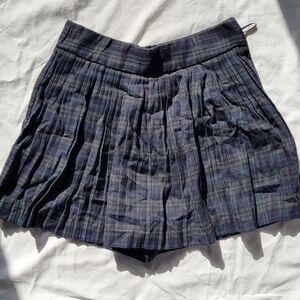 Zara Blue Plaid Pleated Skort
